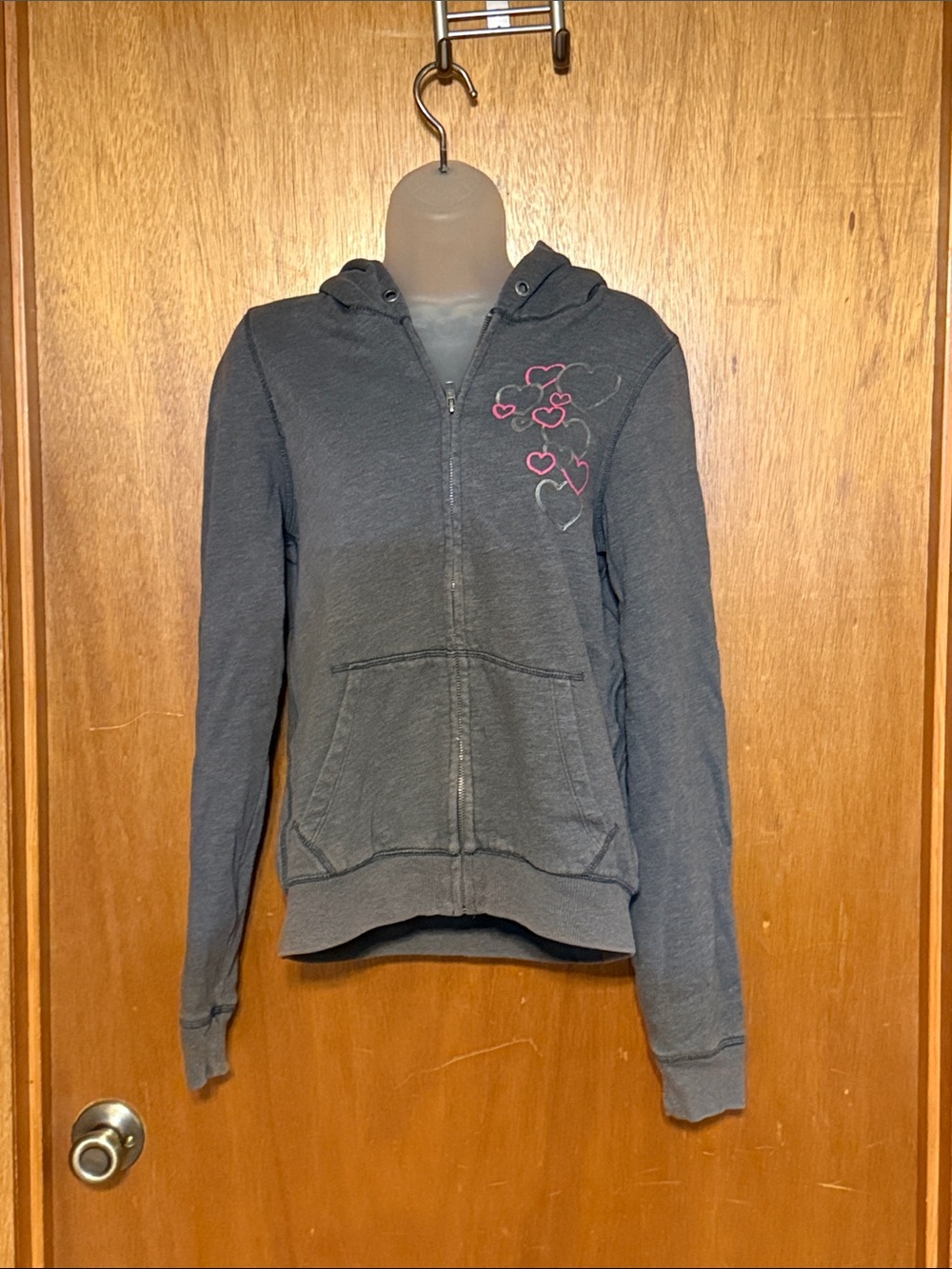Victoria’s Secret PINK Gray Zip-Up Hoodie PEACE & LOVE sz L
